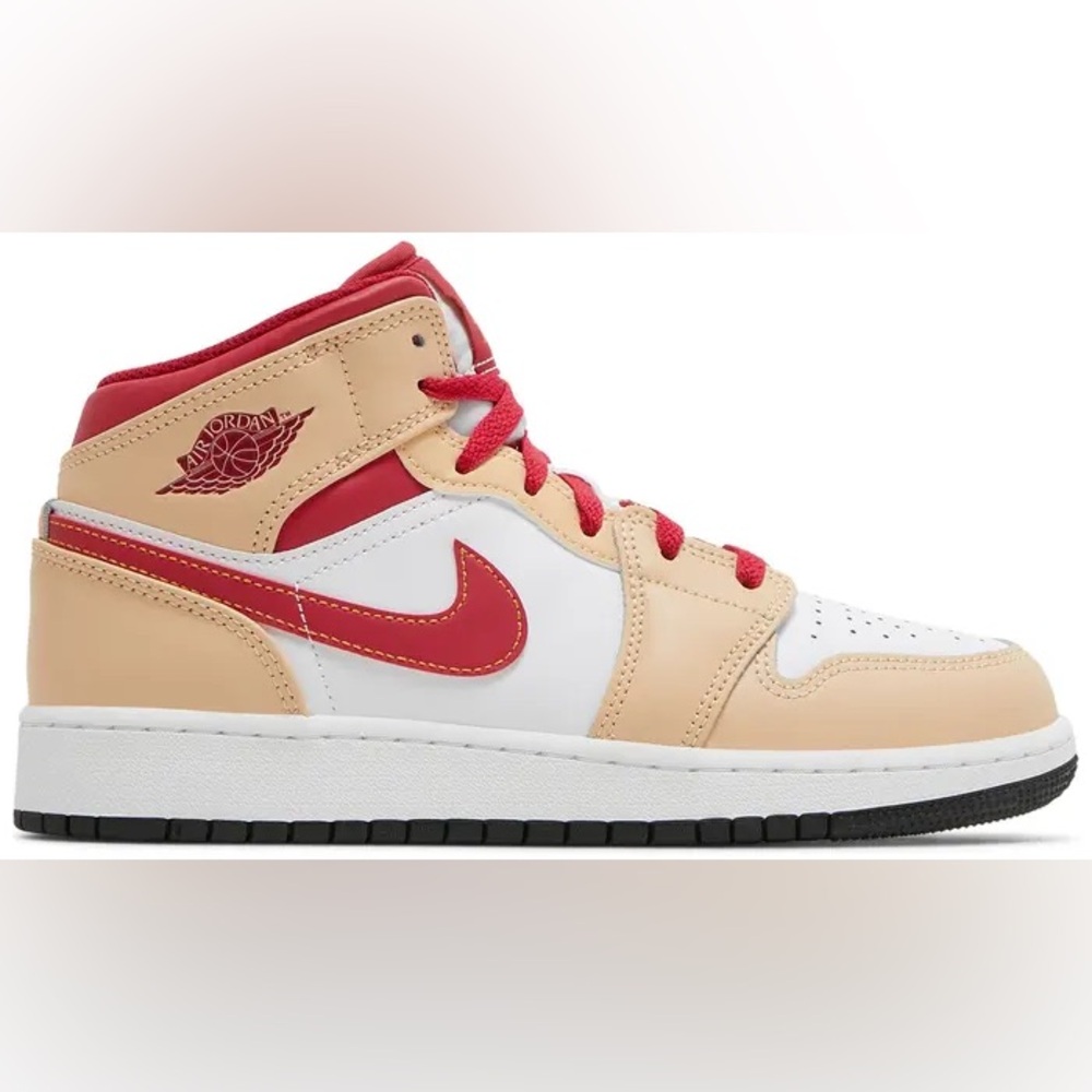 Air Jordan 1 Mid GS 'Light Curry Cardinal Red'